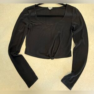 Garage Black Ribbed Crop Top